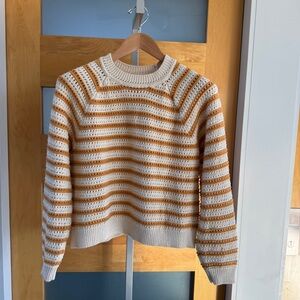 Marine Layer Cream and Tan Striped Sweater